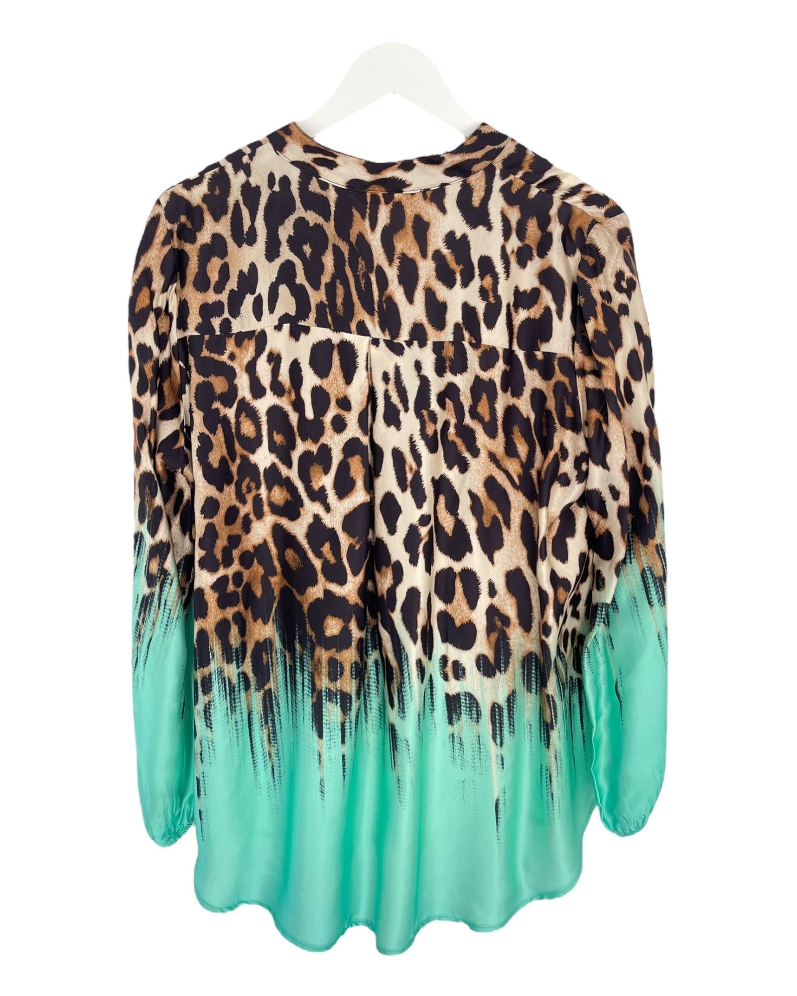 Dam Topp V-Neck Leo-tryck Viskos för Fest och Vardag-5