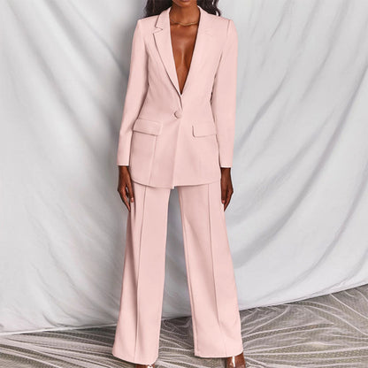 Dam Blazer och Byxensemble Elegant Högkvalitativa Material-5