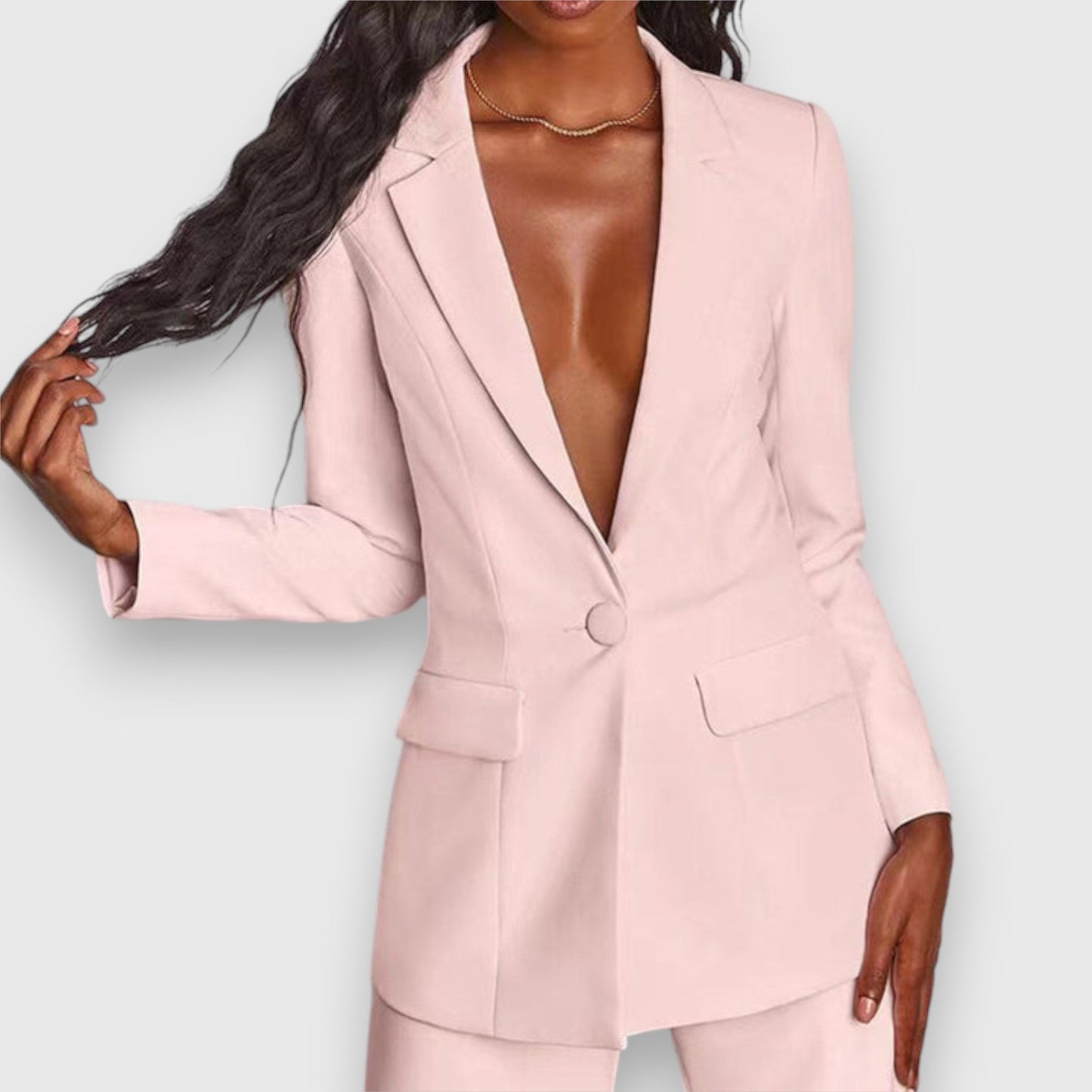 Dam Blazer och Byxor Elegant Polyester Elastan-3