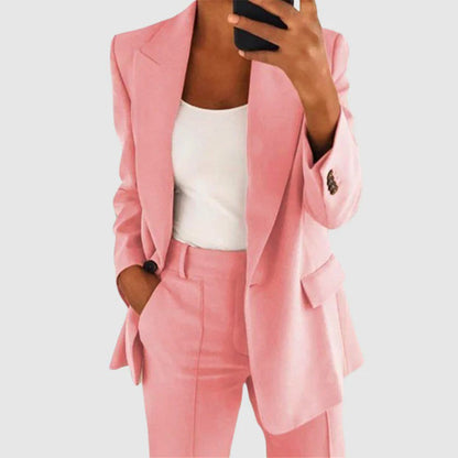 Dam Blazer Set Elegant Högkvalitativ Tyg-3