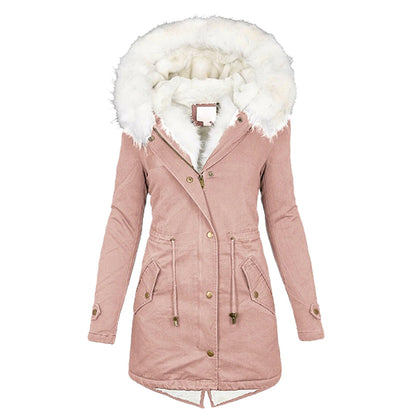Lång Vinterrock Dam Fleecefodrad Trendig Polyester 10