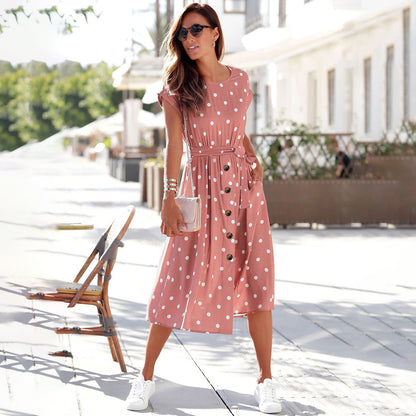 Dam Midiklänning Avslappnad Polyester Elegant Silhuett 6