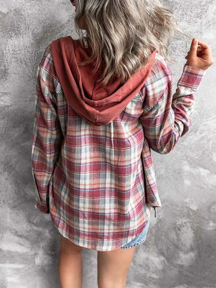 Dam Hoodie Löst Snitt Knapp-up 100% Bomull-2