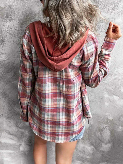 Dam Hoodie Löst Snitt Knapp-up 100% Bomull-2