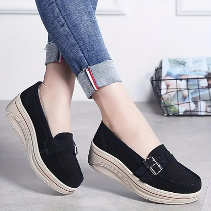 Kvinnors Mocka Loafers Slip-On med Spännband – Komfortabel Passform för Avslappnade och Formella Tillfällen 3