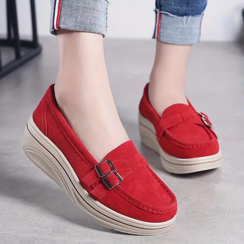 Kvinnors Mocka Loafers Slip-On med Spännband – Komfortabel Passform för Avslappnade och Formella Tillfällen 2
