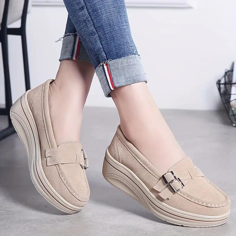 Kvinnors Mocka Loafers Slip-On med Spännband – Komfortabel Passform för Avslappnade och Formella Tillfällen 1