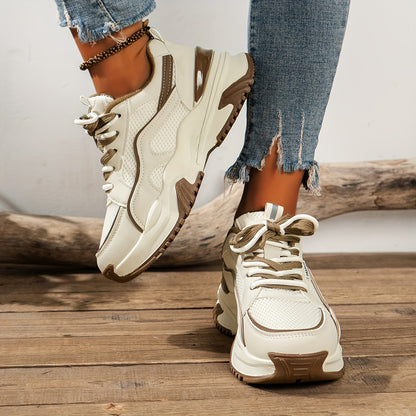 Dam Sneakers Snörande Sportig Design Textil Syntet-2