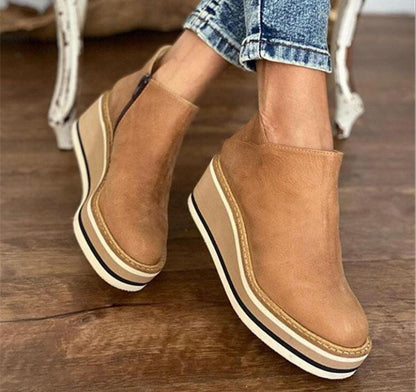 Dam Stövlar Keil Plattform med Blixtlås och Elegant Design-2