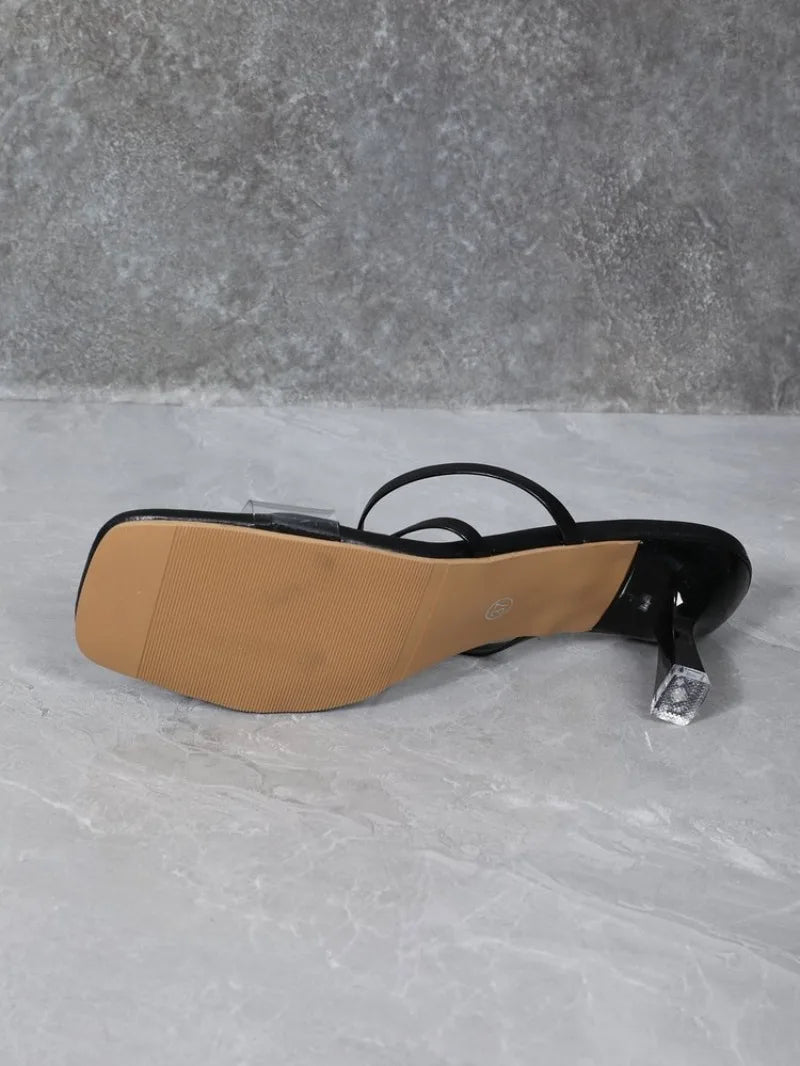 Dam Höga Klackar Elegant Syntetiskt Läder med Mjuk Sula-2