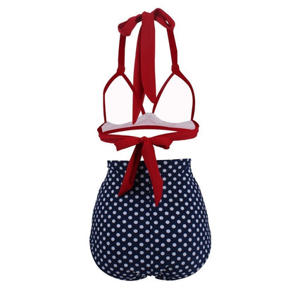 Dam Retro Bikini Halter Stil Polyester Spandex-3