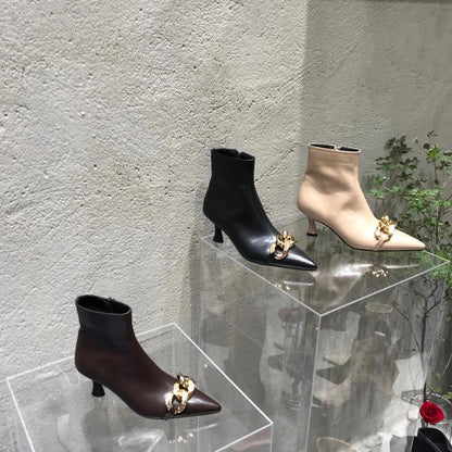 Dam Chelsea Boots Kedjedetalj PU Gummi-5
