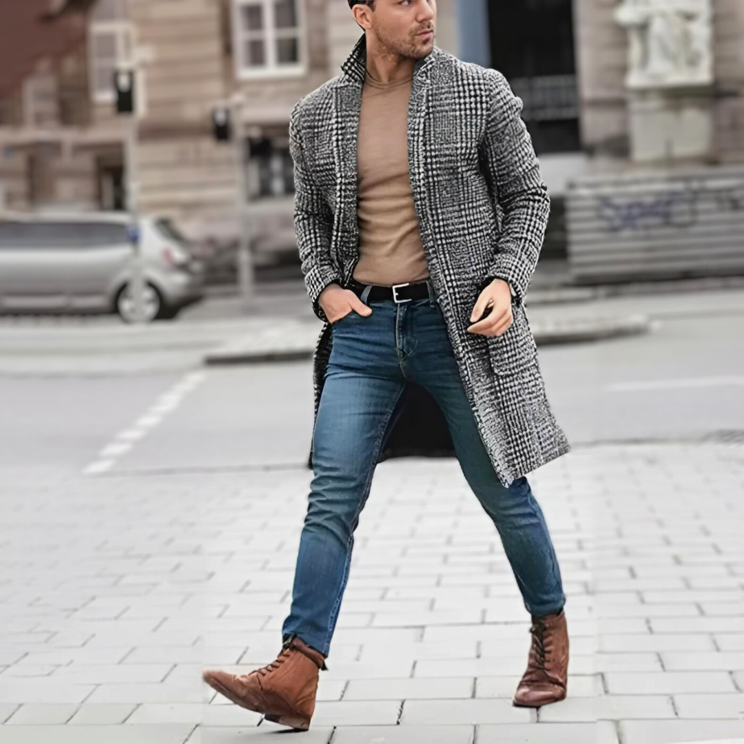 Lång Vinterrock Dam Elegant Högkvalitativt Tyg-1