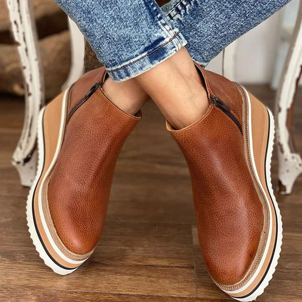 Kilstövlar för Dam med Kilasula och Slip-On Design – Syntetiskt Yttertyg, Mångsidig Casual Stil, Skafthöjd 10 cm 11