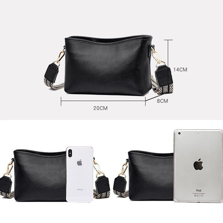 Dam Axelväska Minimalistisk Justerbar Läder-4