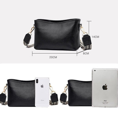 Dam Axelväska Minimalistisk Justerbar Läder-4