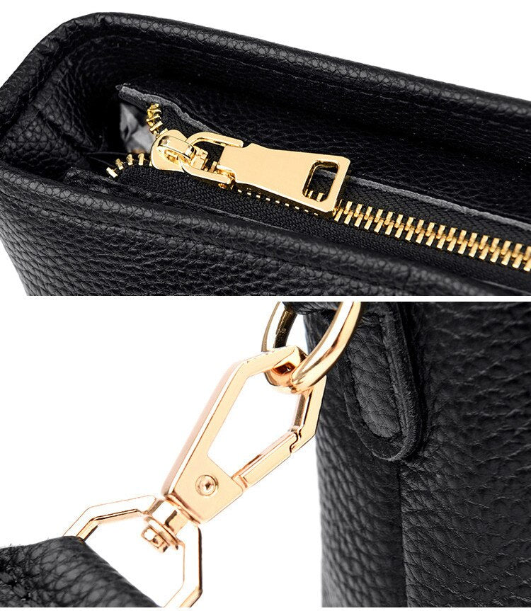 Dam Axelväska Minimalistisk Justerbar Läder-5