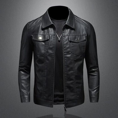 Herr Skinnjacka Modern Design Läder-3