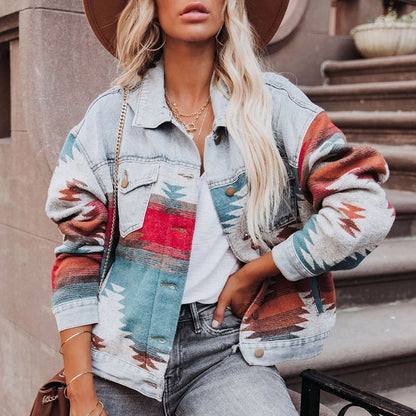 Damjacka Retro Denim Klassisk Hållbar Stil-3