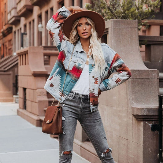 Damjacka Retro Denim Klassisk Hållbar Stil-1