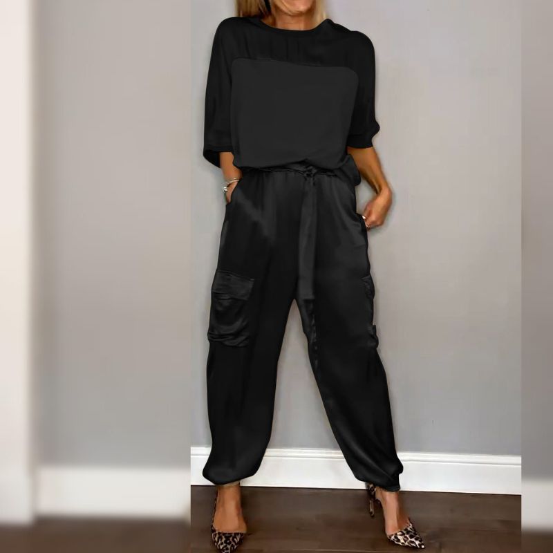 Avslappnad Damoutfit i Bomull och Polyester – Bekväm Passform, Perfekt för Vardag och Informella Tillfällen, S-2XL 7