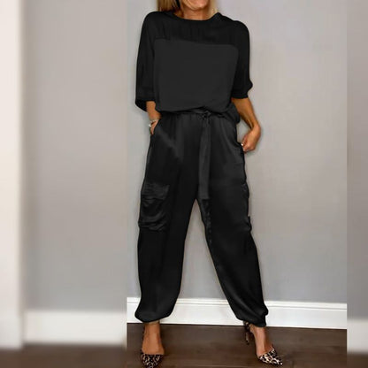 Avslappnad Damoutfit i Bomull och Polyester – Bekväm Passform, Perfekt för Vardag och Informella Tillfällen, S-2XL 7