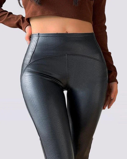 Kvinnors Lederhosen Fleecefodrad Elegant Design Tyg-5