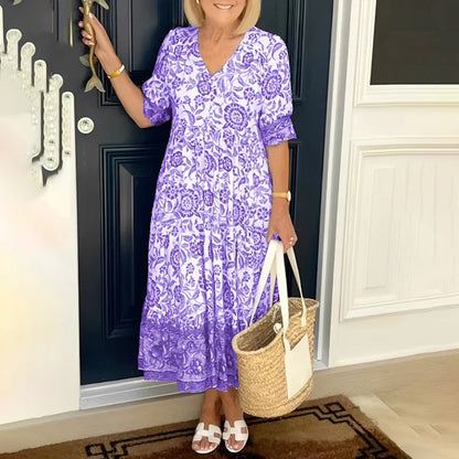 Damklänning V-hals Chic Polyester för Fina Tillfällen-3