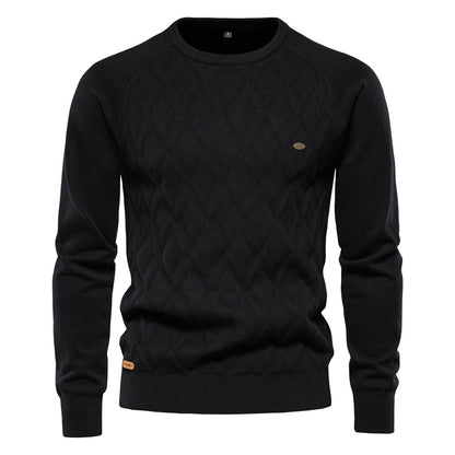 Herr Tröja Crew Neck i Högkvalitativ Bomull och Polyesterblandning – Klassisk Passform för Vardags och Fest 4
