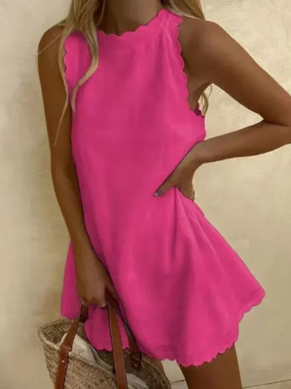 Damklänning med Broderade Ruffles i Lätt Material för Sommar och Fest-6