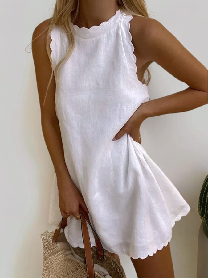 Variant image for Damklänning med Broderade Ruffles i Lätt Material för Sommar och Fest-1