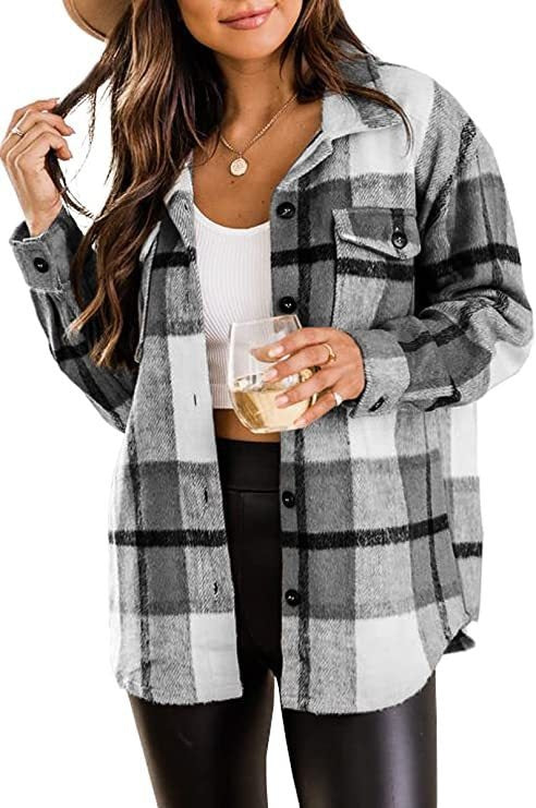 Dam Skjorta Knappbar Bomull Polyester med Vändkrage och Bröstfickor-4