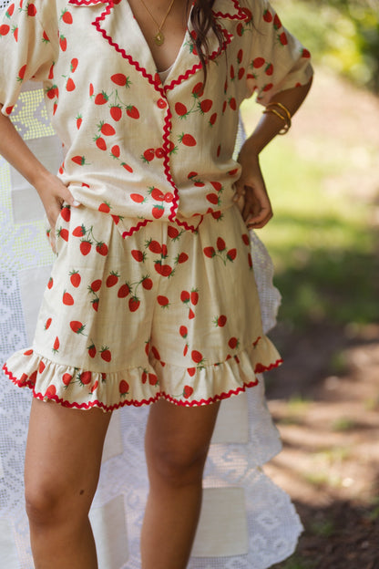 Dam Shorts Fritidsstil Viskos och Linne med Elastiskt Midjeband-4