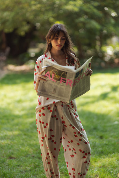 Dam Byxor Med Resår I Midjan Fritidsstil Viskos Och Linne 4