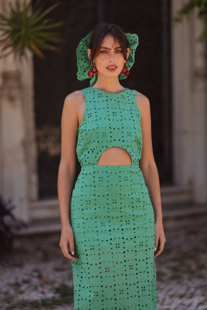 Dam Midiklänning Öppen Rygg 100% Bomull Chic Midi Klänning-2