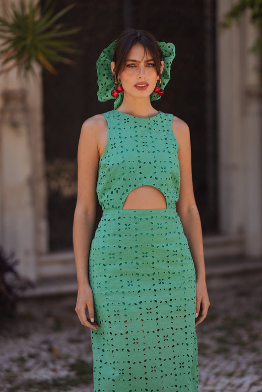 Dam Midiklänning Öppen Rygg 100% Bomull Chic Midi Klänning-1