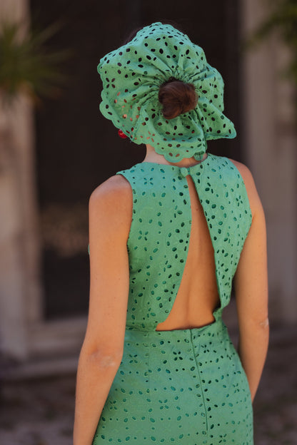 Dam Midiklänning Öppen Rygg 100% Bomull Chic Midi Klänning-4