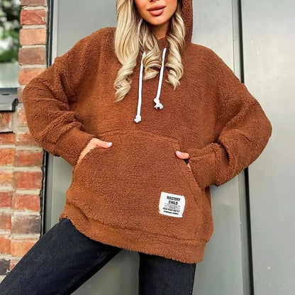 Dam Hoodie Modern Plysch Design Mjuk och Trendig-1