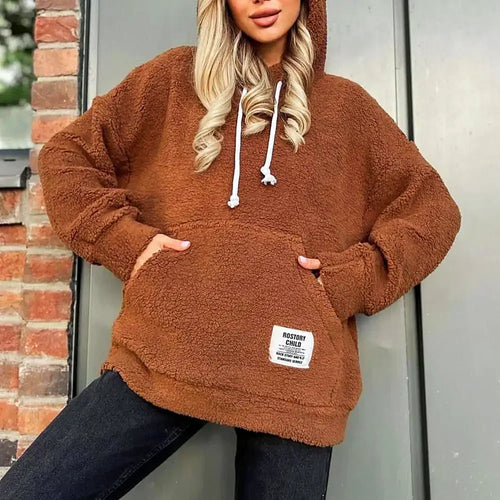 Dam Hoodie Modern Plysch Design Mjuk och Trendig-1