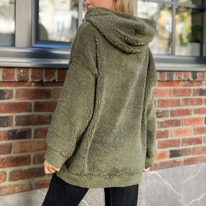 Dam Hoodie Plysch Justerbar Huva Komfortabel Flanell-2