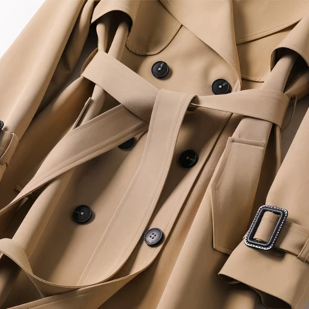 Klassisk Dam Trenchrock i Varm Polyester-Ullblandning – Tidlös Design för Kalla Säsonger, Flera Storlekar 4