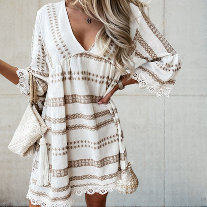 Vit Glittrig Miniklänning för Kvinna – Chic Andningsbart Tyg, Trendig Passform för Sommarfester och Utekvällar 3