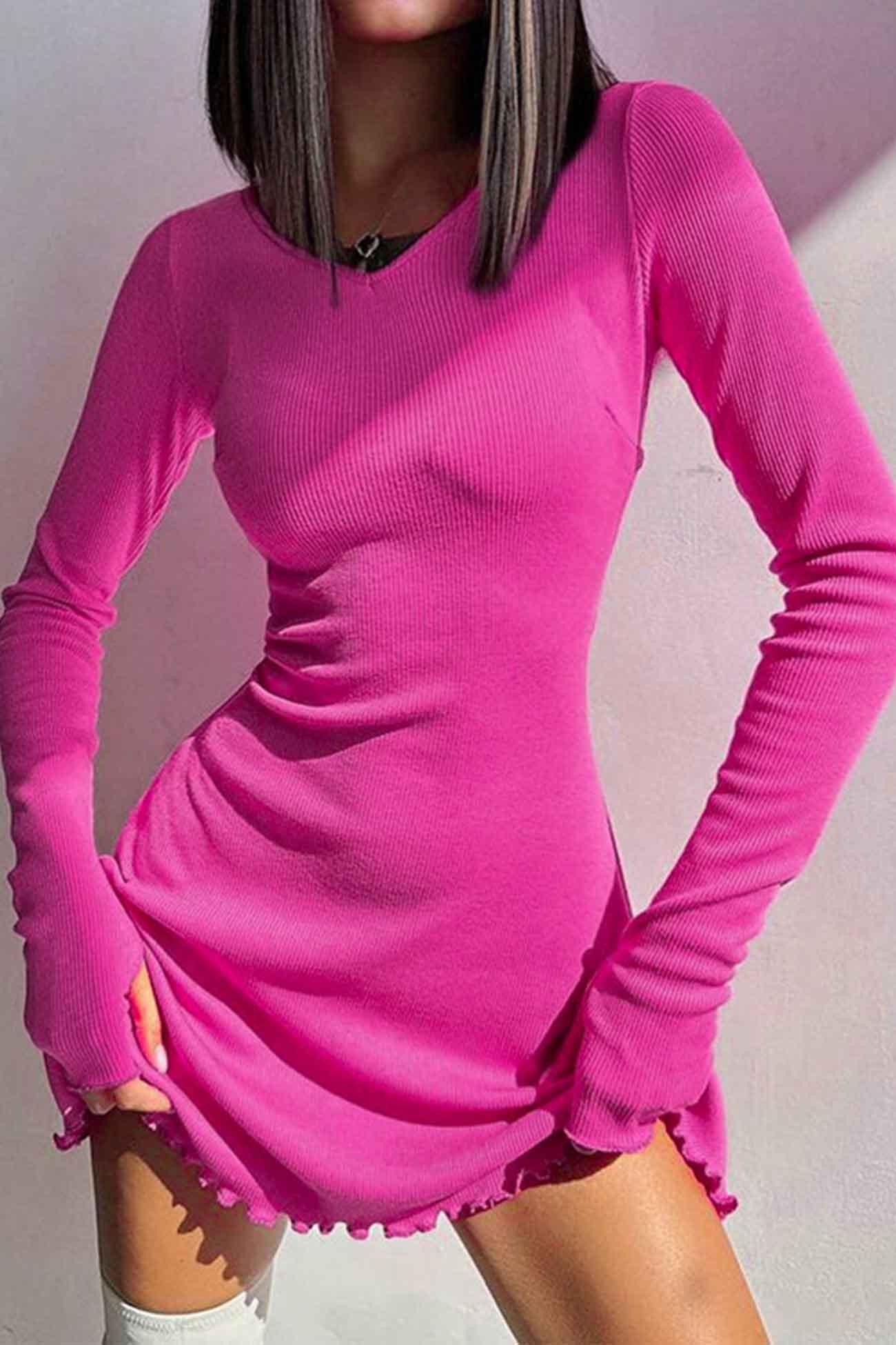 Variant image for Kvinnors Långärmad Klänning Bakbälte Modern Stil Andningsbart Tyg-10