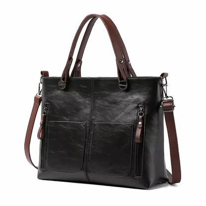 Damväska Vintage Stil PU-Läder Axelväska-4