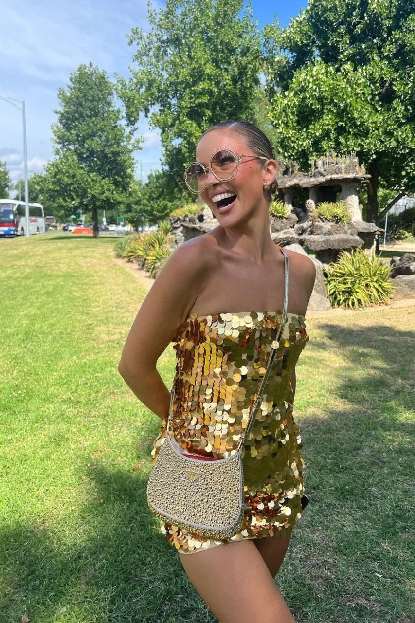 Dam Kort Klänning Paljett Figurnära Mjukt Tyg-4