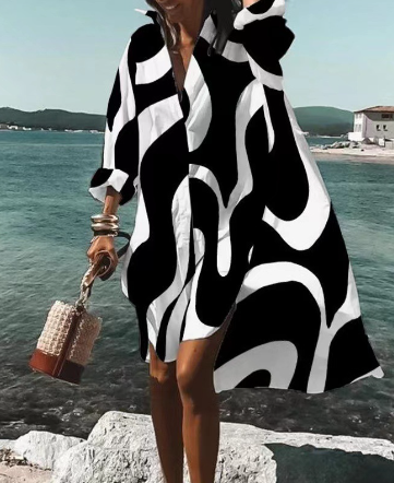 Dam Skjorta Långa Ärmar Vanlig Passform 100% Bomull-2