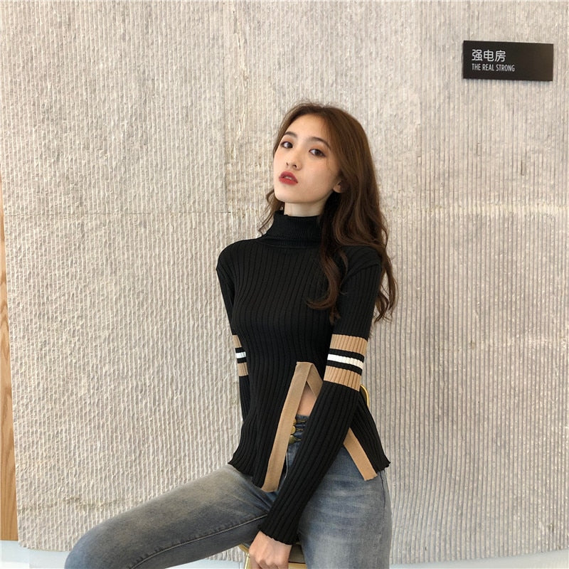 Dam Stickad Tröja Patchwork Viskos Polyester-2