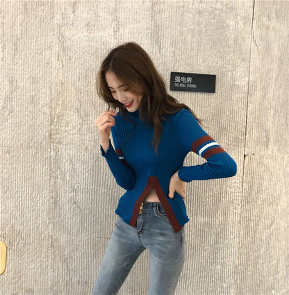 Dam Stickad Tröja Patchwork Viskos Polyester-3