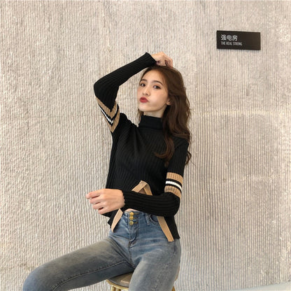 Dam Stickad Tröja Patchwork Viskos Polyester-4