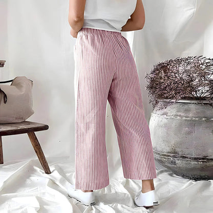 Dam Förkortade Byxor Pinstripe 100% Bomull-3